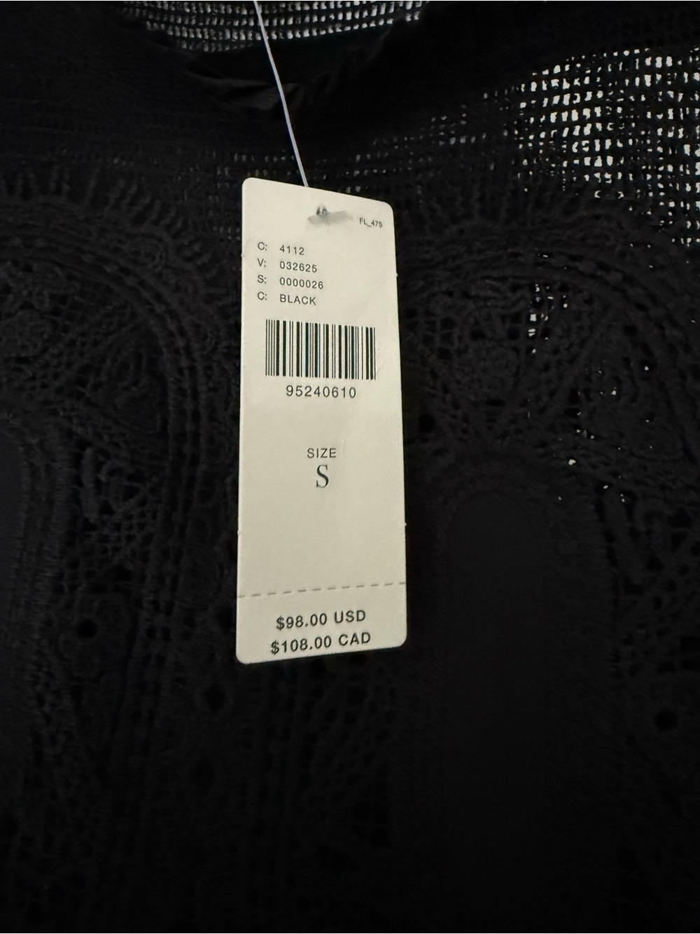 En Elly Anthroplogie Black Lace-Accent Velvet Women's Top - Picture 3 of 9